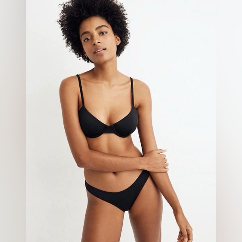 Madewell Women Sunfaded Second Wave Underwire Swim Bikini Top NWT MD324 black